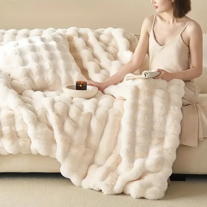 Double-Sided Faux Fur Throw Blanket
