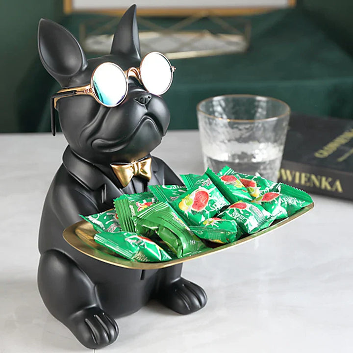 French Bulldog Resin Tray Figurine – Decorative Dog Statue for Keys, Jewelry & Home Decor