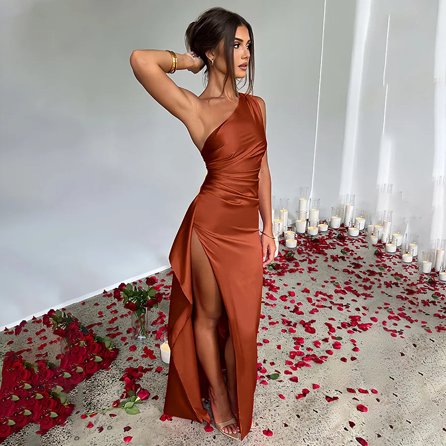 Seraphina One Shoulder Satin Dress