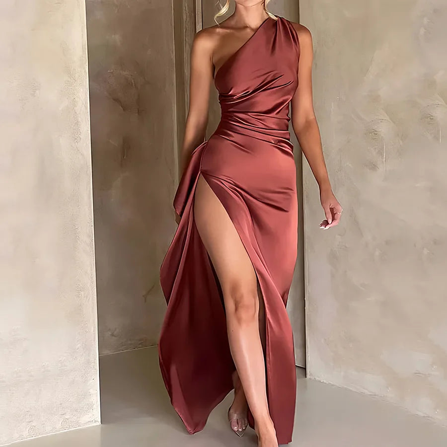 Seraphina One Shoulder Satin Dress