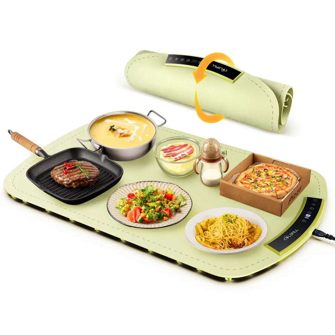QuickHeat Foldable Table Warming Pad – 8-Setting Portable Food Warmer