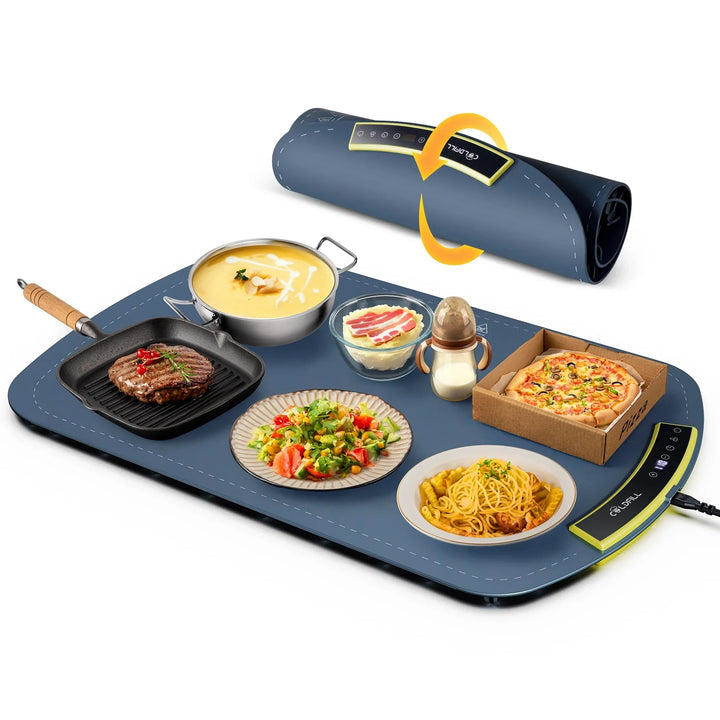QuickHeat Foldable Table Warming Pad – 8-Setting Portable Food Warmer