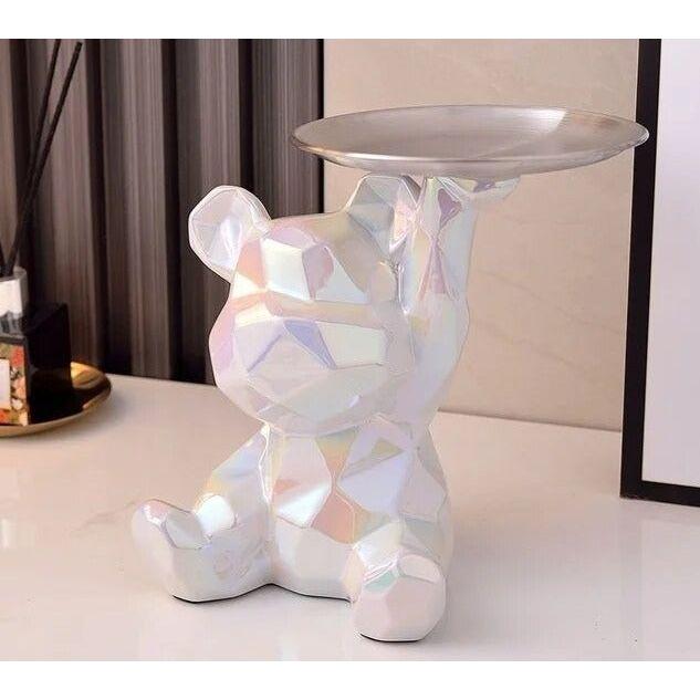 Geometric Bear Storage Sculpture – Ceramic Modern Home Decor
