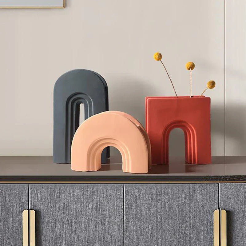 ArchForm Dual-Tone Ceramic Vase – Nordic-Inspired Minimalist Sculpture