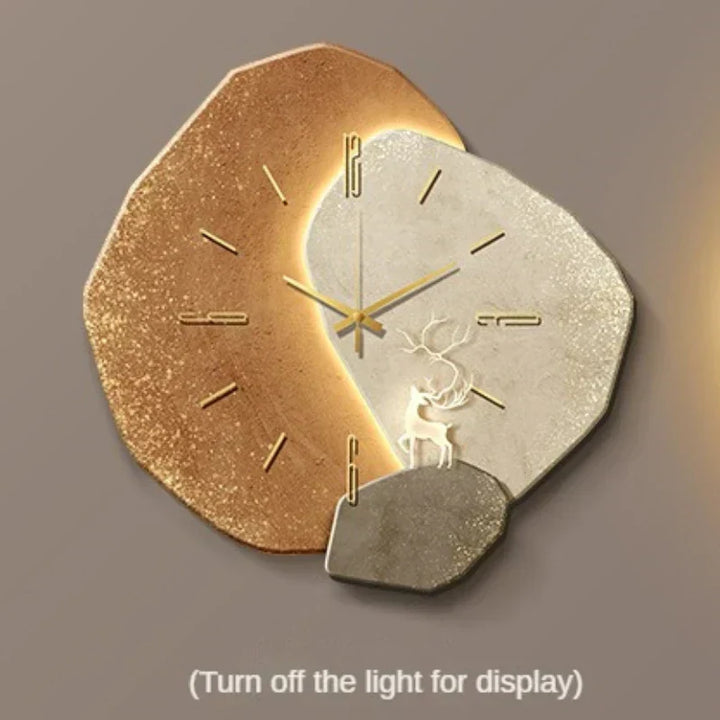 Modern Wooden Wall Clock – Sculpted LED Accent Design