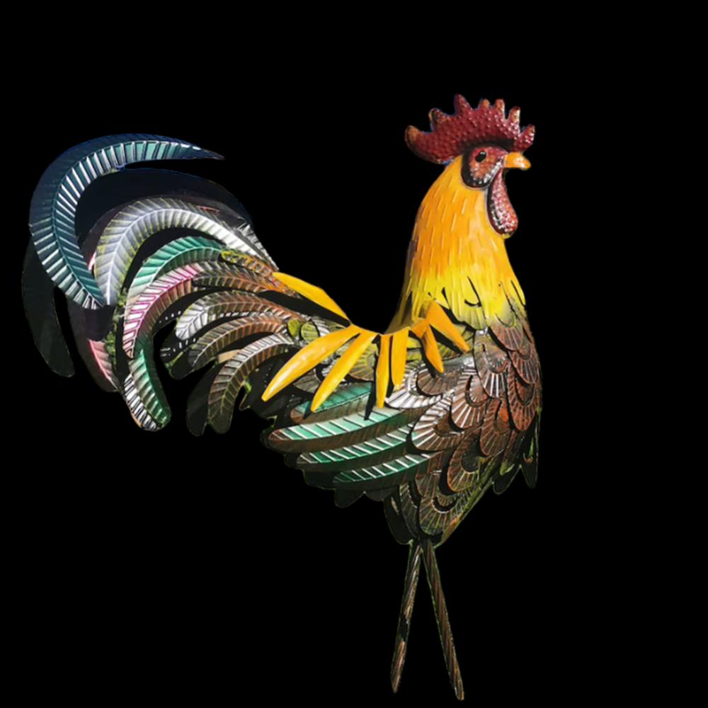 Metal Rooster Garden Statue – Vibrant Outdoor Yard Decor
