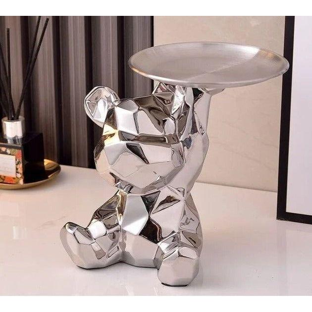 Geometric Bear Storage Sculpture – Ceramic Modern Home Decor