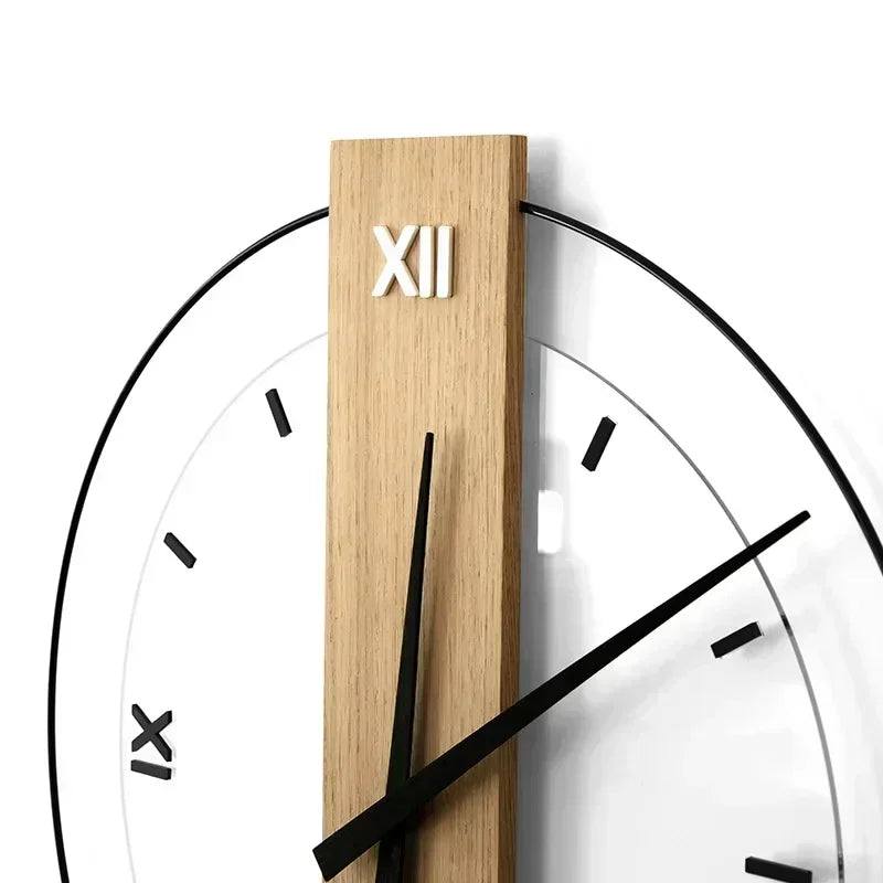 Minimalist Wood and Metal Wall Clock