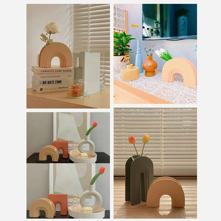 ArchForm Dual-Tone Ceramic Vase – Nordic-Inspired Minimalist Sculpture