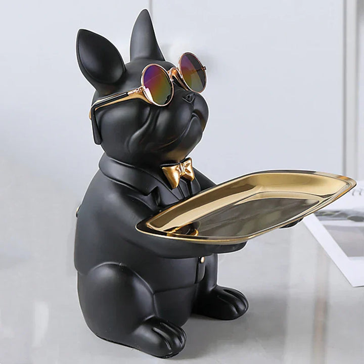 French Bulldog Resin Tray Figurine – Decorative Dog Statue for Keys, Jewelry & Home Decor