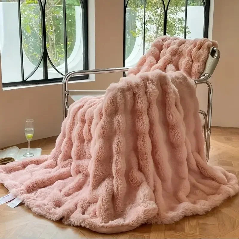 Double-Sided Faux Fur Throw Blanket