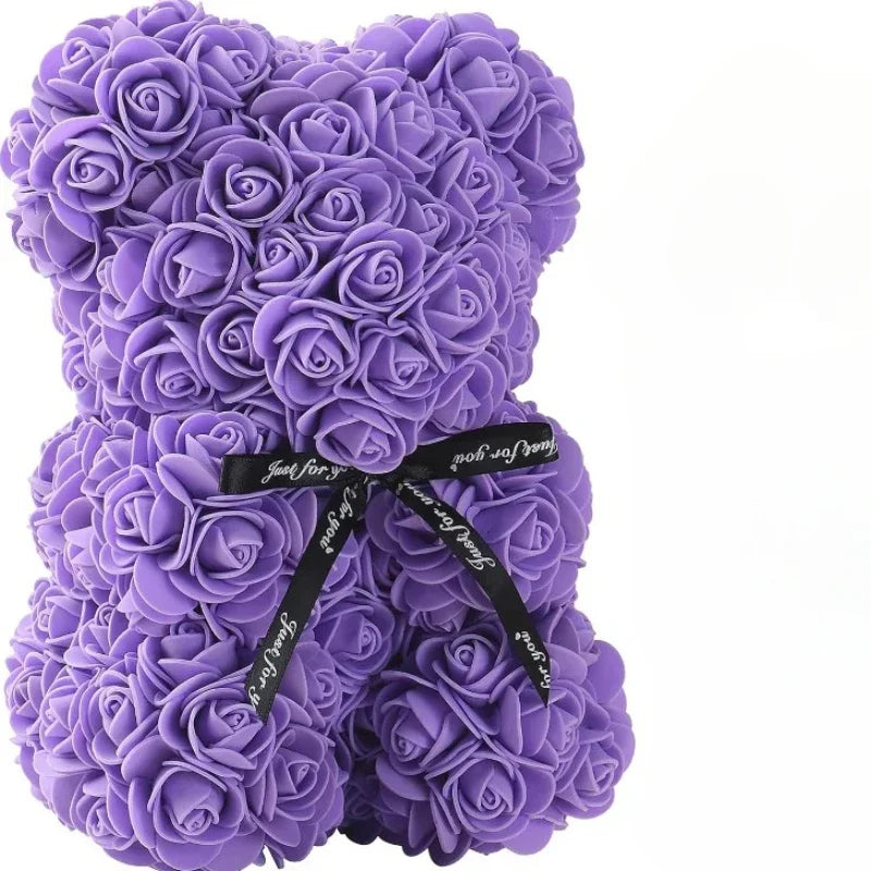 Luxury Rose Teddy Bear – Handmade Foam Rose Gift