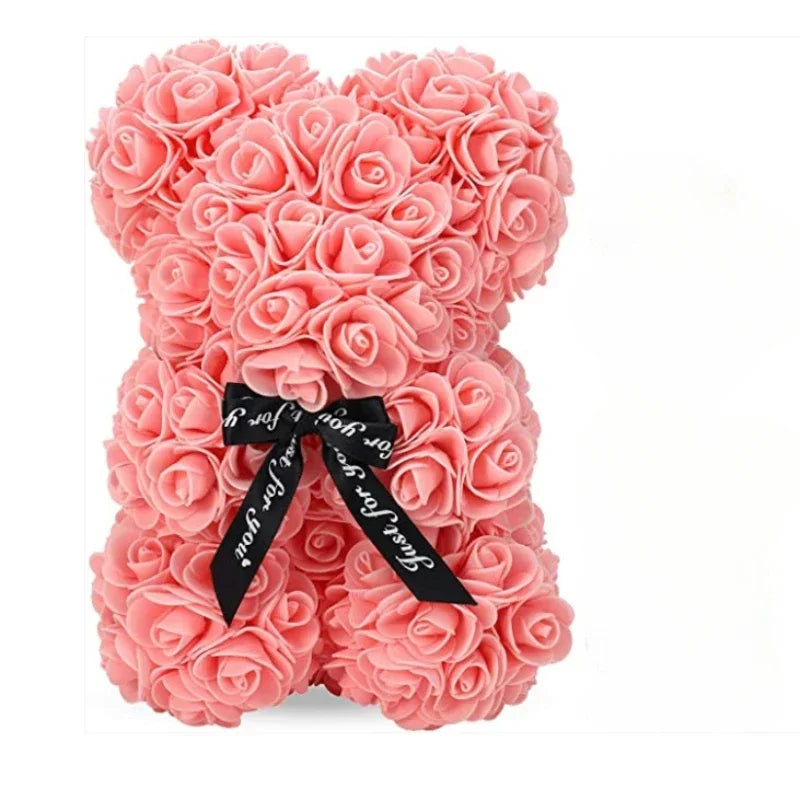 Luxury Rose Teddy Bear – Handmade Foam Rose Gift