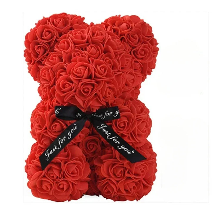 Luxury Rose Teddy Bear – Handmade Foam Rose Gift