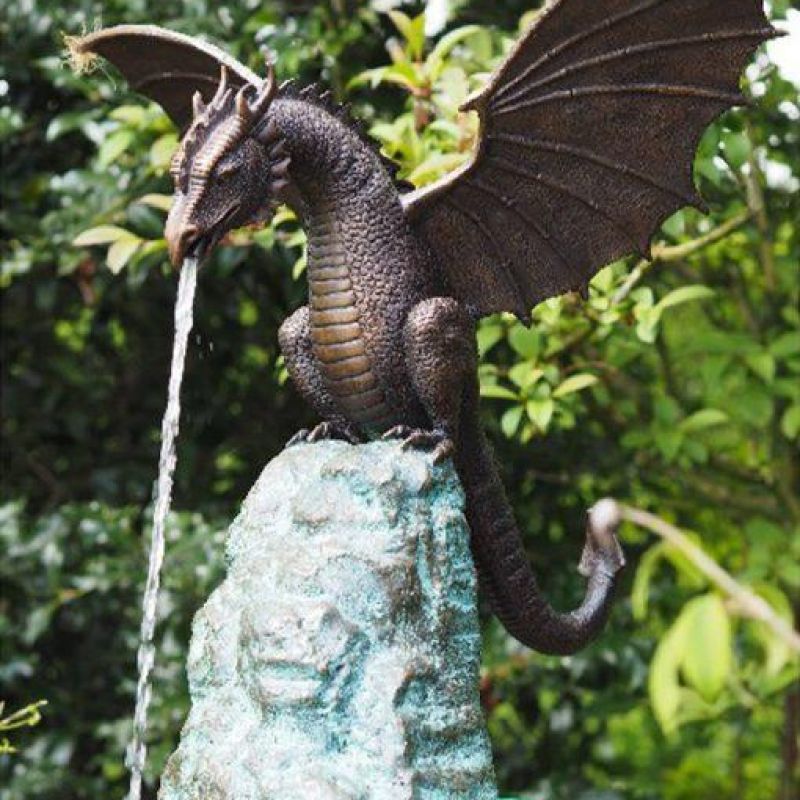 Fire-Breathing Dragon Garden Water Fountain