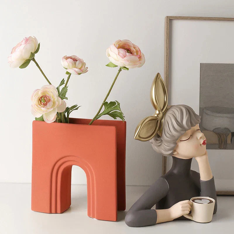 ArchForm Dual-Tone Ceramic Vase – Nordic-Inspired Minimalist Sculpture