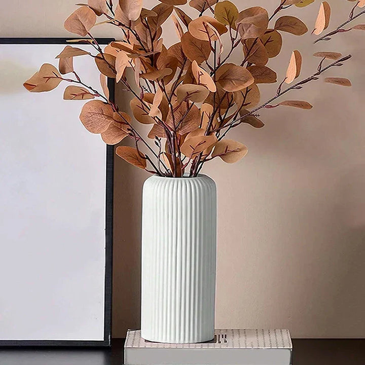 Textured Vertical Stripe Display Vase – Lightweight Decorative Flower Holder