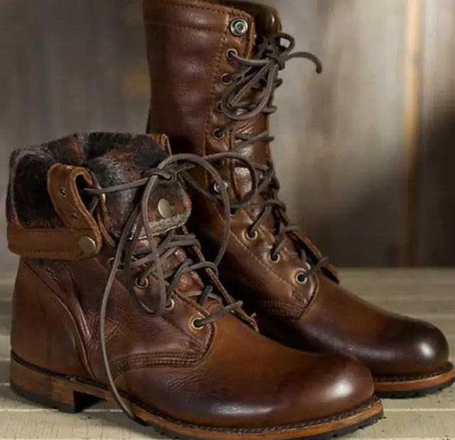 Heritage Leather Lace-Up Combat Boots