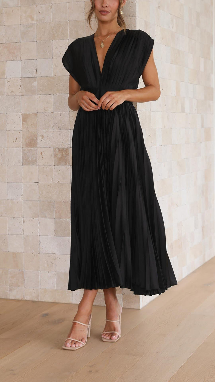 Joanna V-Neck Pleated Maxi Dress