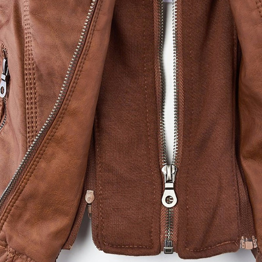 Classiqua Hooded Leather Jacket