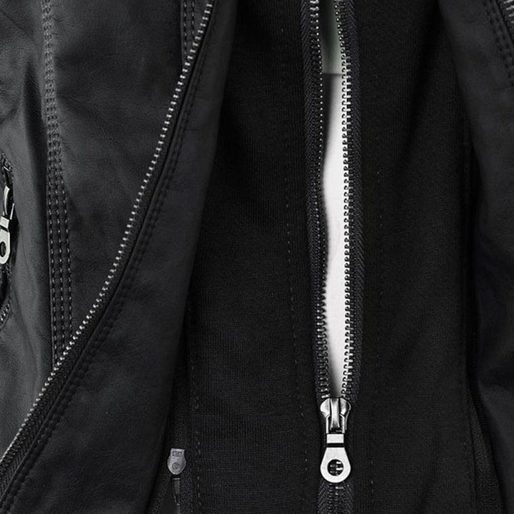 Classiqua Hooded Leather Jacket