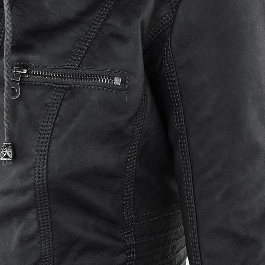 Classiqua Hooded Leather Jacket