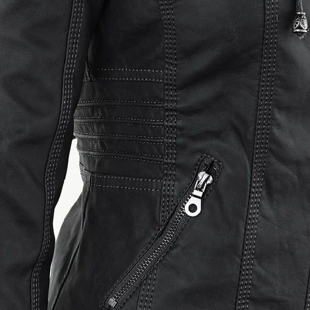 Classiqua Hooded Leather Jacket