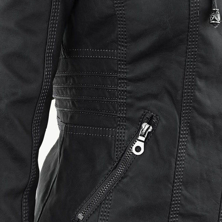 Classiqua Hooded Leather Jacket