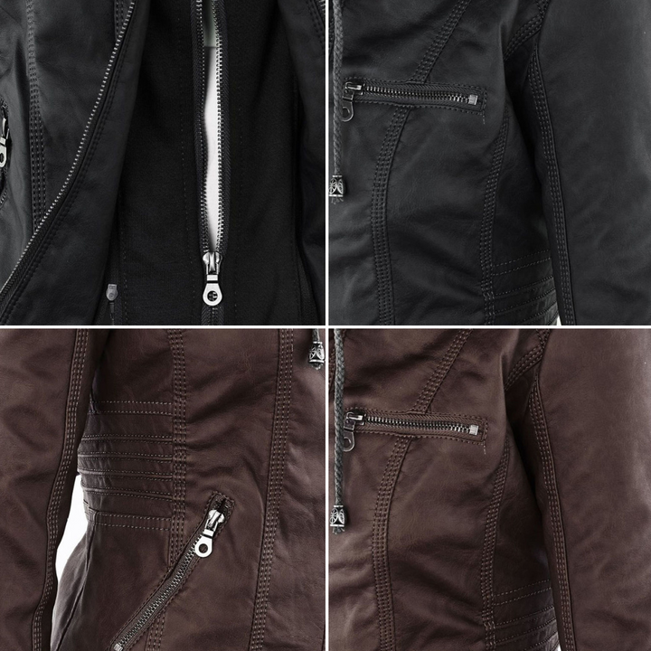 Classiqua Hooded Leather Jacket