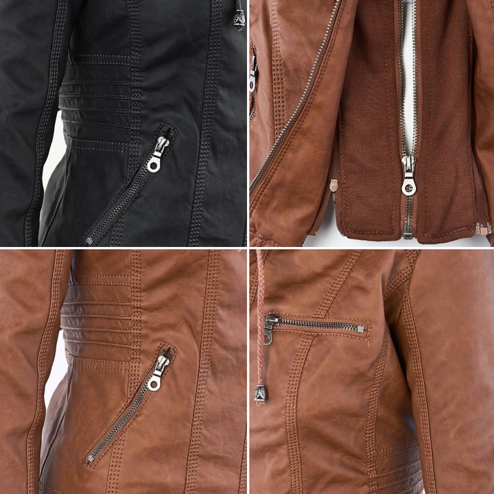 Classiqua Hooded Leather Jacket