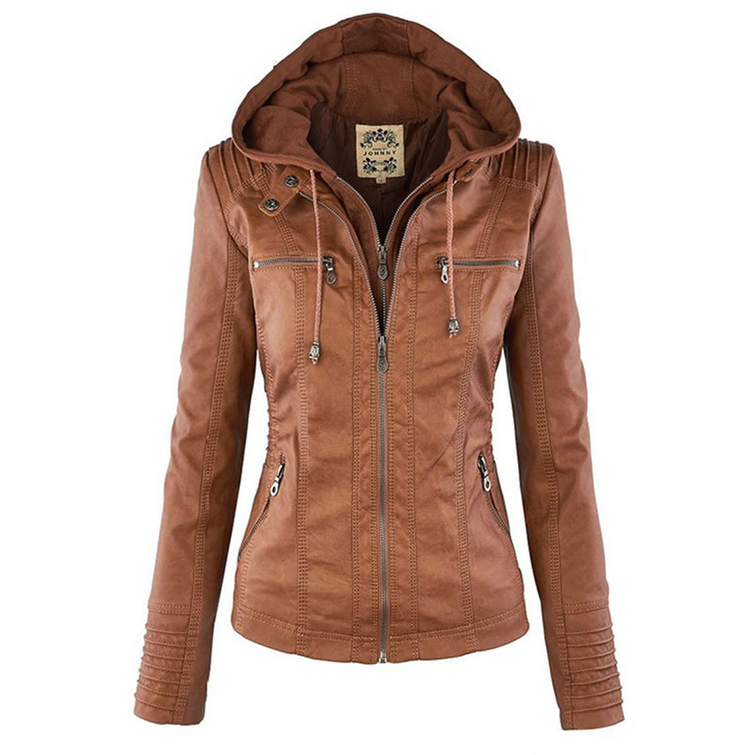 Classiqua Hooded Leather Jacket