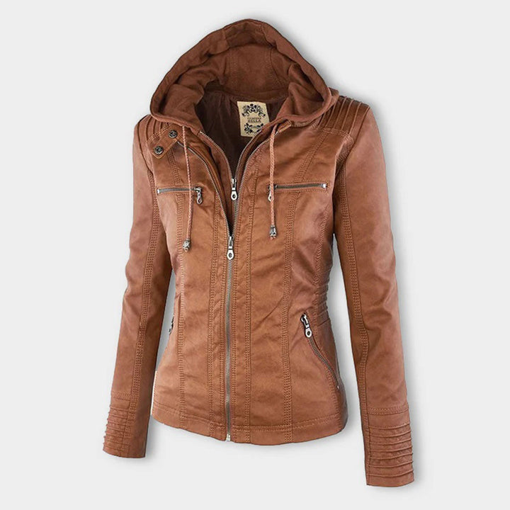 Classiqua Hooded Leather Jacket