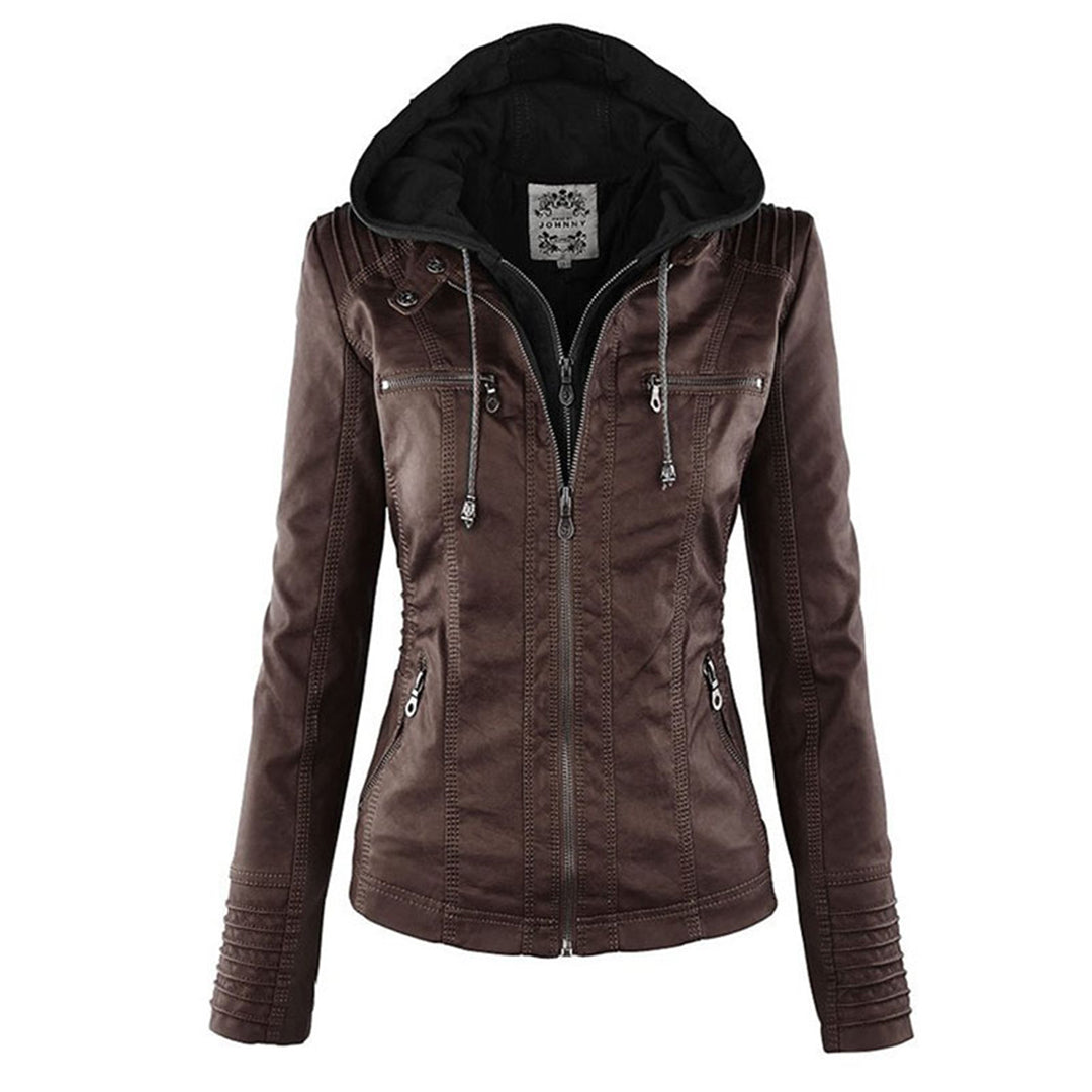 Classiqua Hooded Leather Jacket