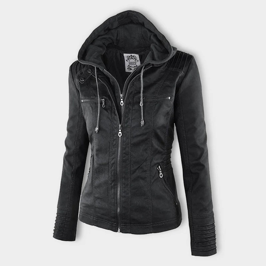 Classiqua Hooded Leather Jacket