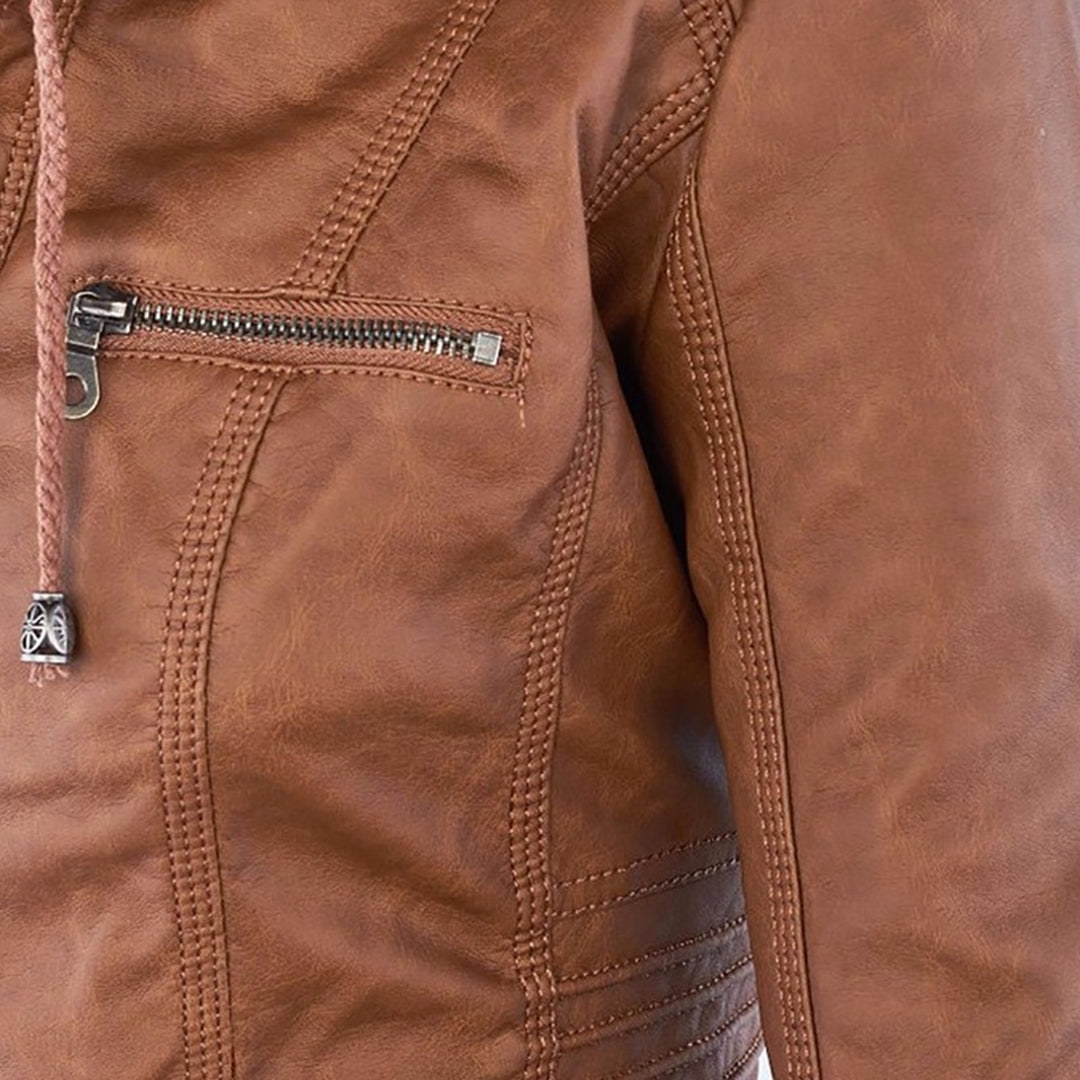 Classiqua Hooded Leather Jacket