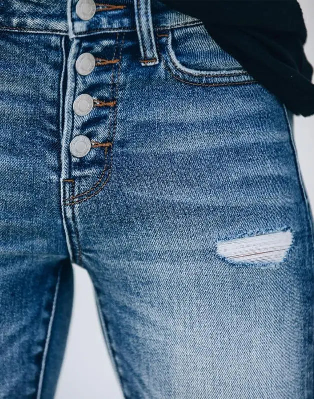 Women’s Slim Fit High-Waist Button Jeans