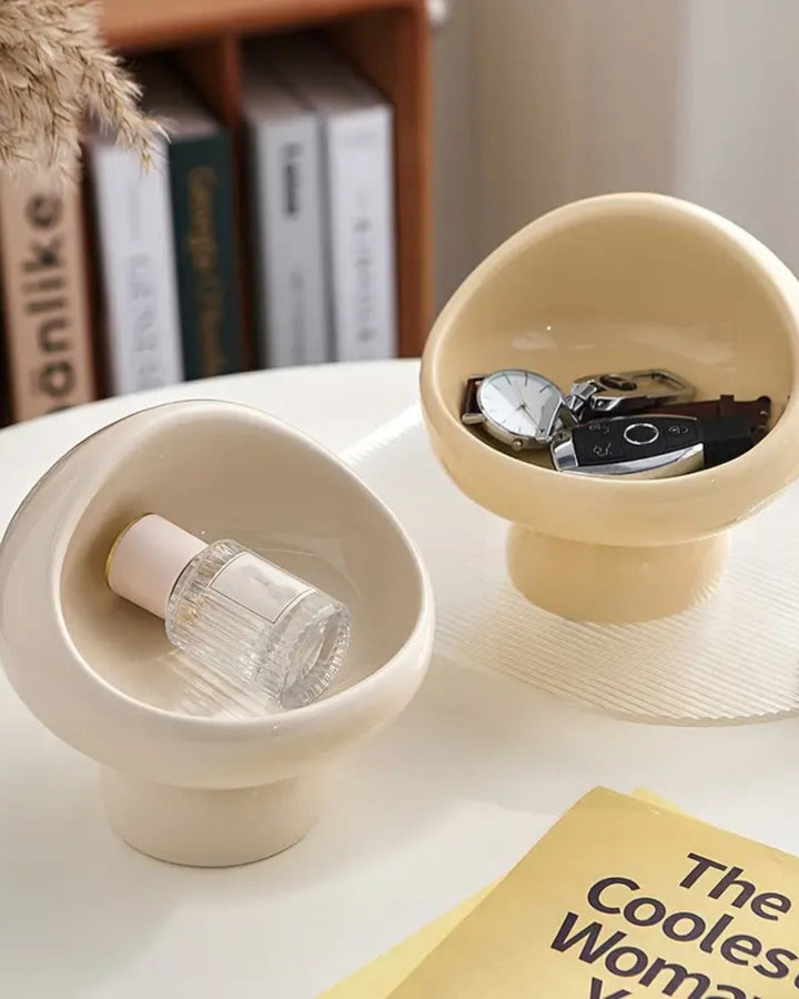 Minimalist Ceramic Vanity Bowl – Sculptural Organizer & Decor