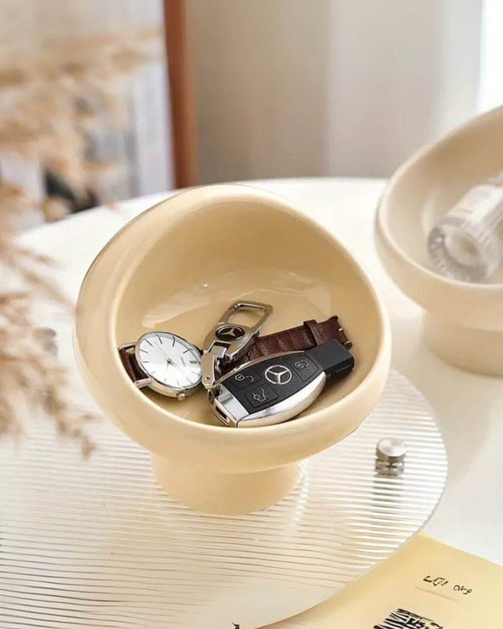 Minimalist Ceramic Vanity Bowl – Sculptural Organizer & Decor