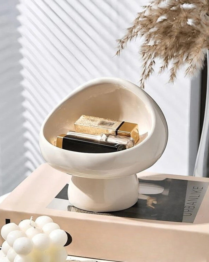 Minimalist Ceramic Vanity Bowl – Sculptural Organizer & Decor