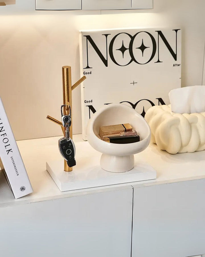 Minimalist Ceramic Vanity Bowl – Sculptural Organizer & Decor