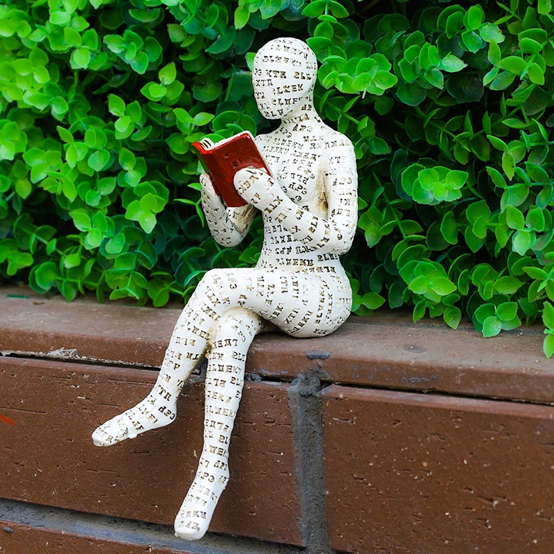 Reading Woman Sculpture Bookshelf Decor
