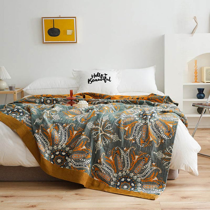 Double-Sided Floral Woven Cotton Quilt