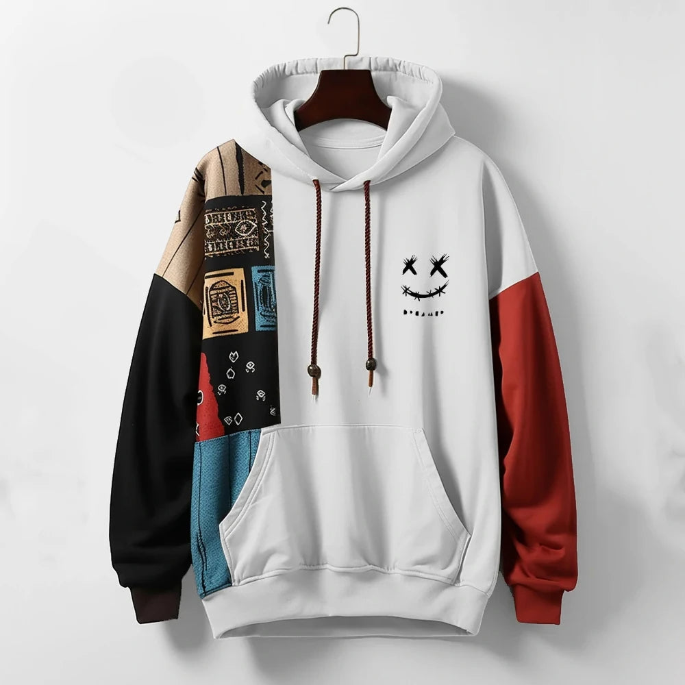 Urban Patchwork Streetwear Hoodie