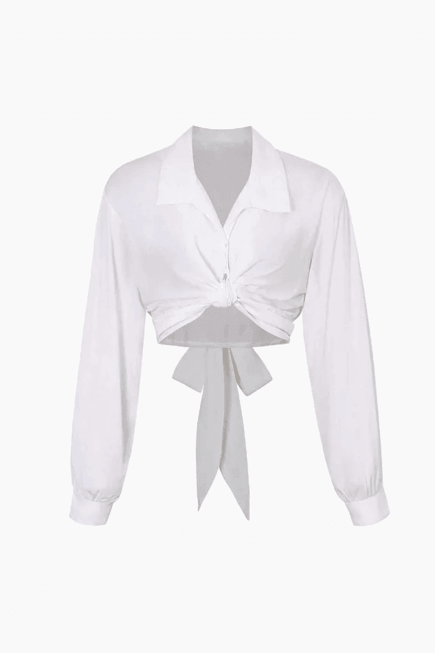 Celina Tie-Front Long Sleeve Blouse