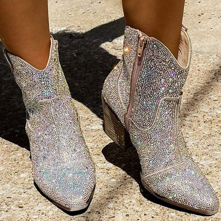 Starlight Spark Women’s Rhinestone Western Zipper Boots