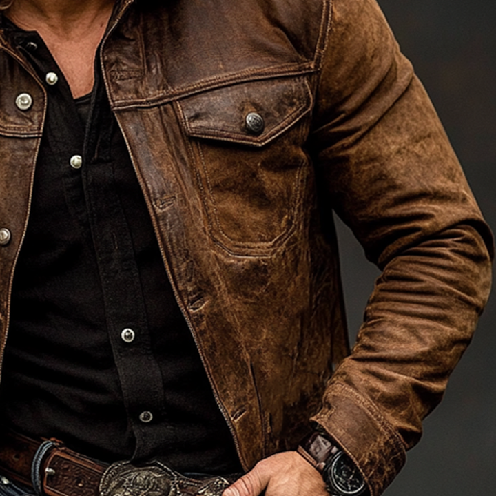 Harlow Distressed Leather Lapel Jacket