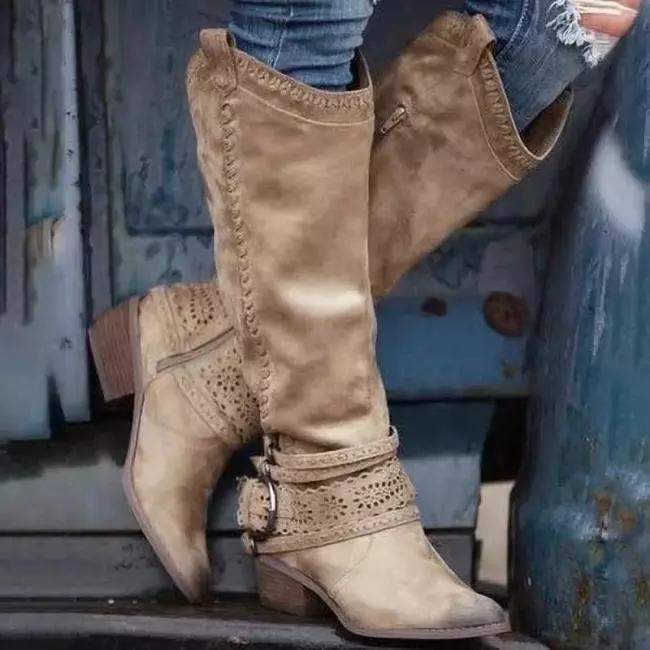 Rebel Chic Western-Inspired Knee-High Boots