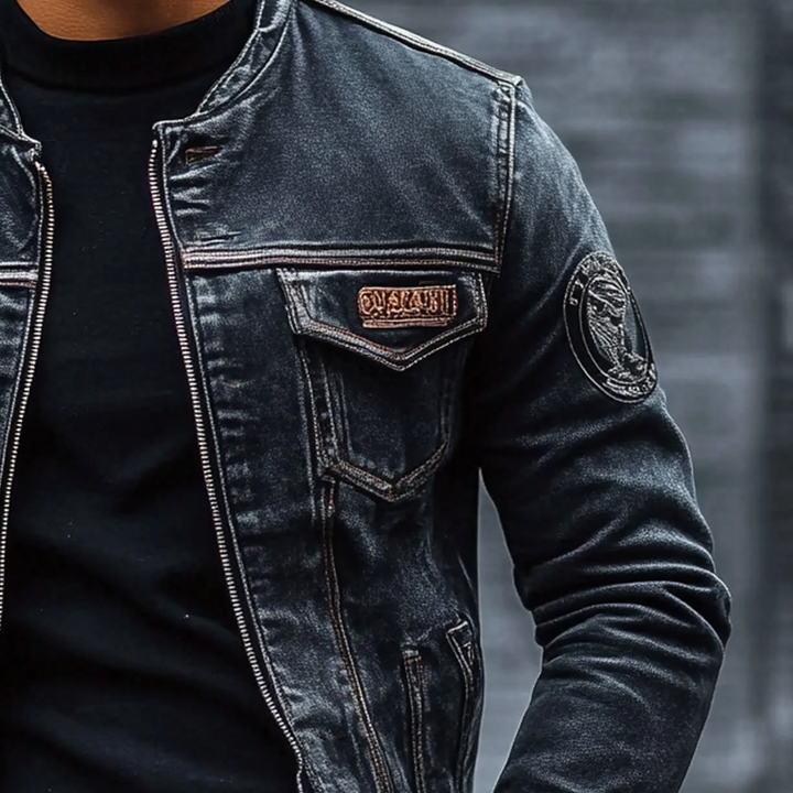 Rowley Slim Fit Denim Baseball Collar Jacket