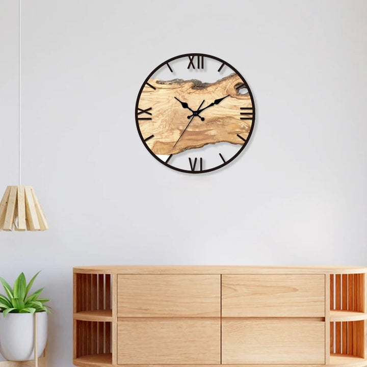 Modern Acrylic Wall Clock – Transparent Silent Timepiece with Wood Detail