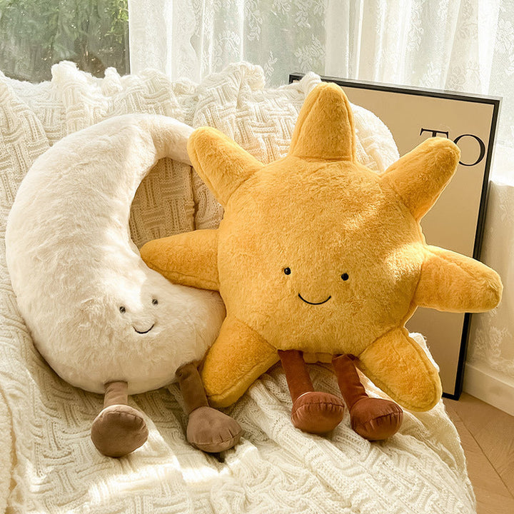 Sun and Moon Plush Pillow – Celestial Decorative Cushion